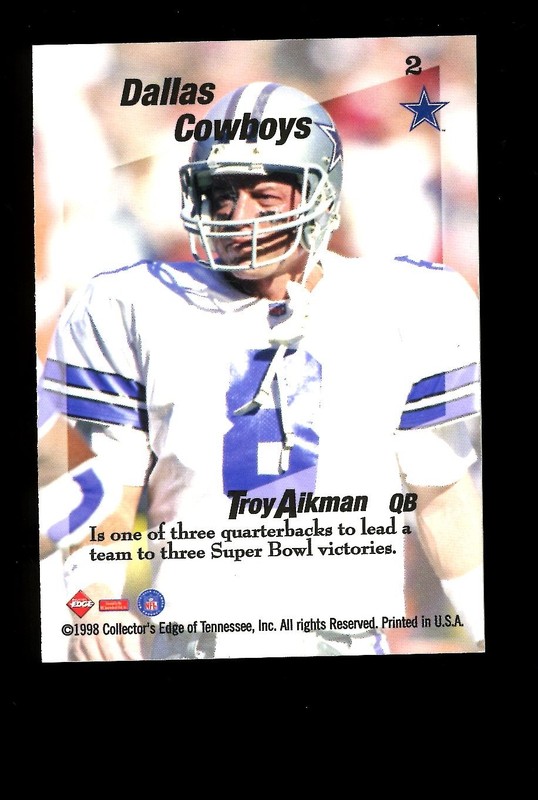 1998 Collector's Edge Triple Threat T3 #2 Troy Aikman Dallas Cowboys HOF Qty gallery