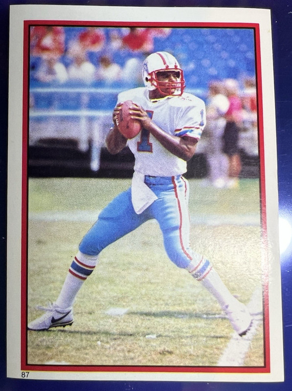 1985 Topps #87 Warren Moon Yearbooks Coming Soon Stickers