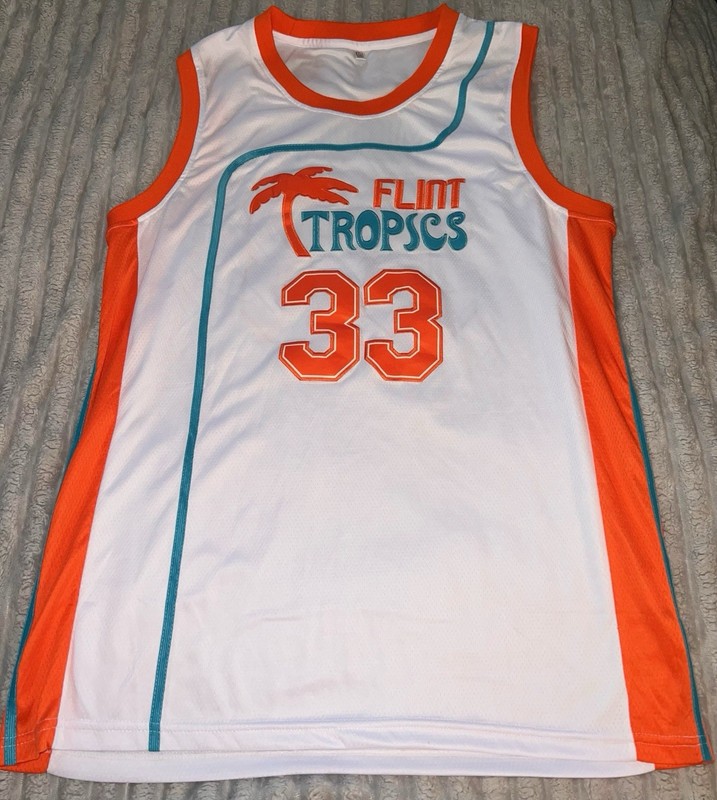Basketball Jersey Jackie Moon #33 Semi Pro Movie Flint Tropics White Size XL