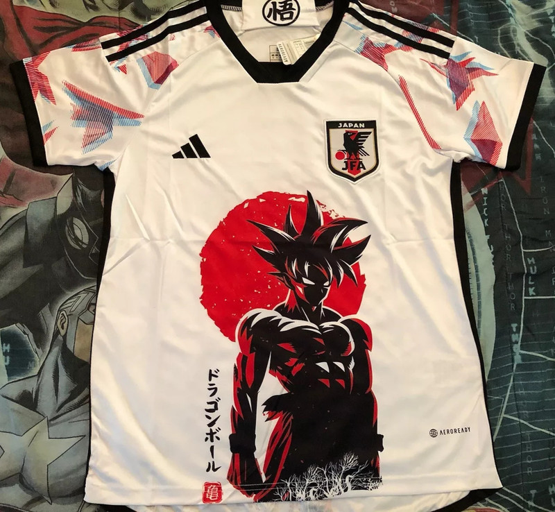 Japan Soccer Jersey Dragon Ball Goku Anime Black/White Edition S,M,L,XL,XXL
