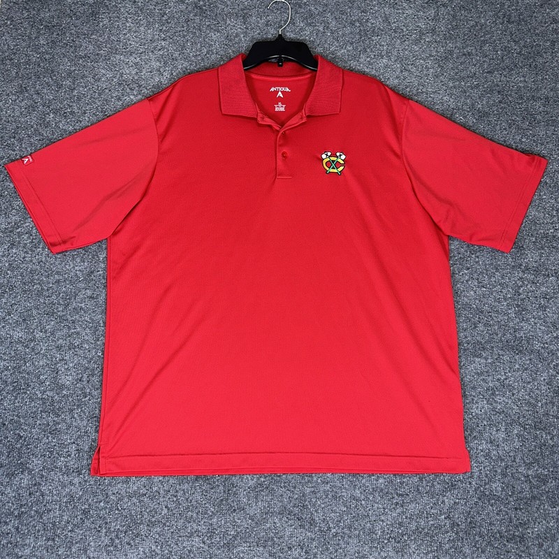 Chicago Blackhawks Antigua Polo Shirt Mens XL Red Solid Short Sleeve NHL Hockey