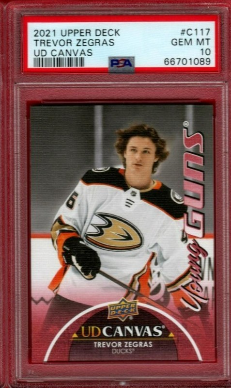 2021-22 UPPER DECK UD CANVAS TREVOR ZEGRAS YOUNG GUNS ROOKIE C117 PSA10 RC YG GC