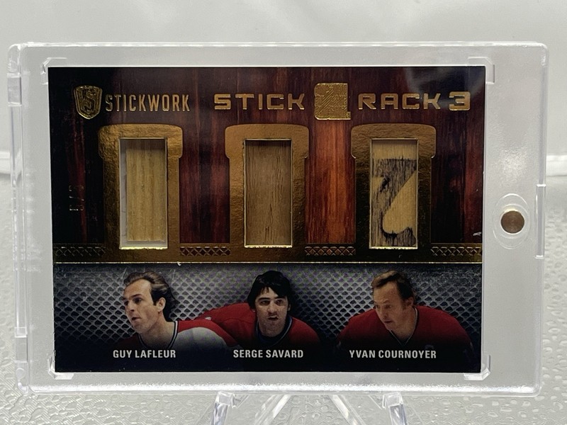 2015 Leaf Stickwork Stick Rack 3 Guy Lafleur/ Serge Savard/ Yvan Cournoyer /5