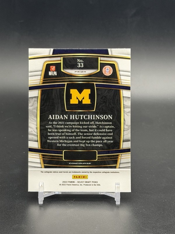 2022 Select Draft Picks Concourse Light Blue Lazer Prizm Aidan Hutchinson #33 gallery