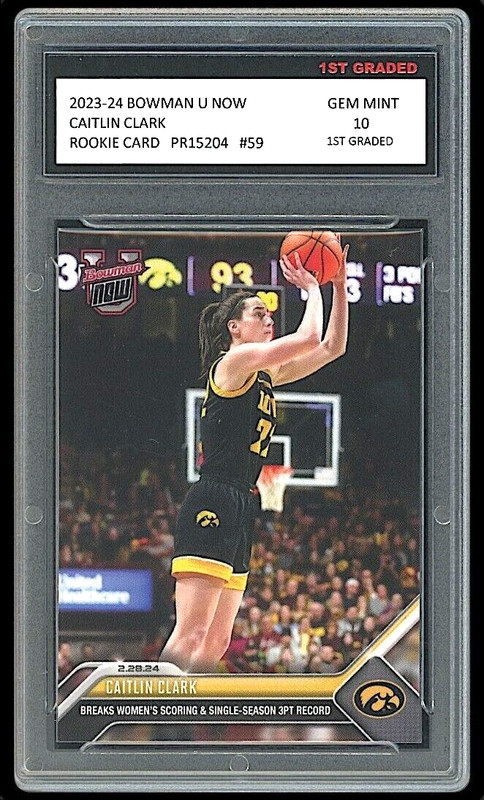 Caitlin Clark 2023-24 Bowman U Now (Topps) 1st Graded 10 Rookie Card RC #59 Iowa