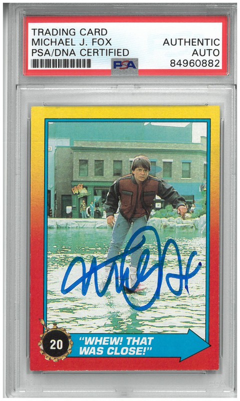MICHAEL J FOX SIGNED AUTOGRAPH SLABBED 1989 TOPPS BACK TO THE FUTURE 2 CARD PSA