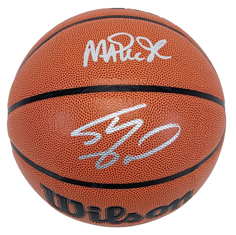 Magic Johnson & Shaquille O’Neal Signed Wilson Basketball w/ Silver Sig BAS Wit