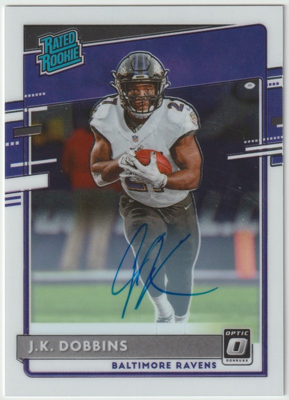 2020 Donruss Optic – Rated Rookies J.K. Dobbins #161 Autographs /150 (AU, RC)