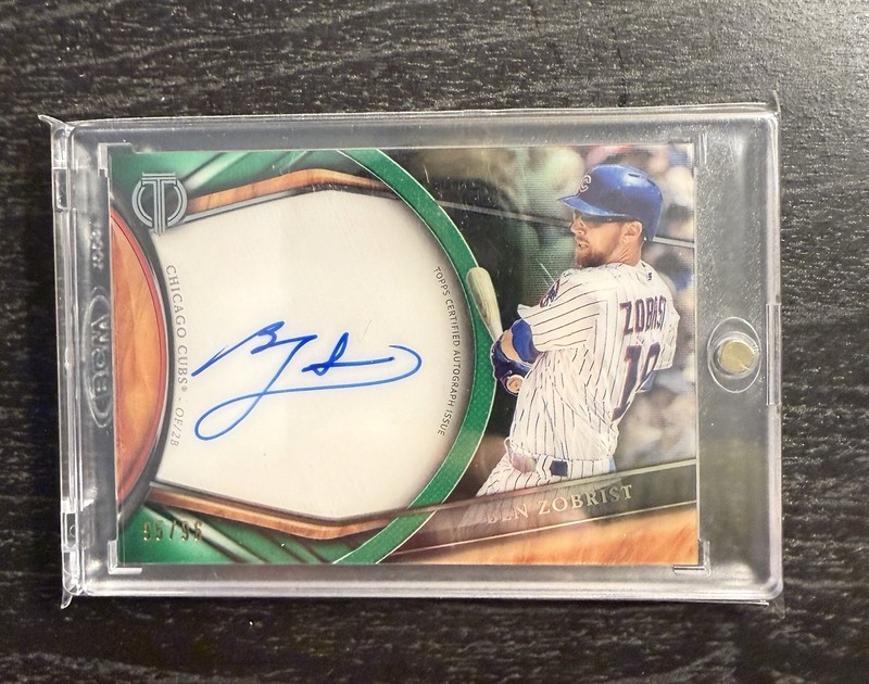 2018 Topps Tribute – Tribute Autographs Ben Zobrist Cubs #TA-BZ Green /99 (AU)