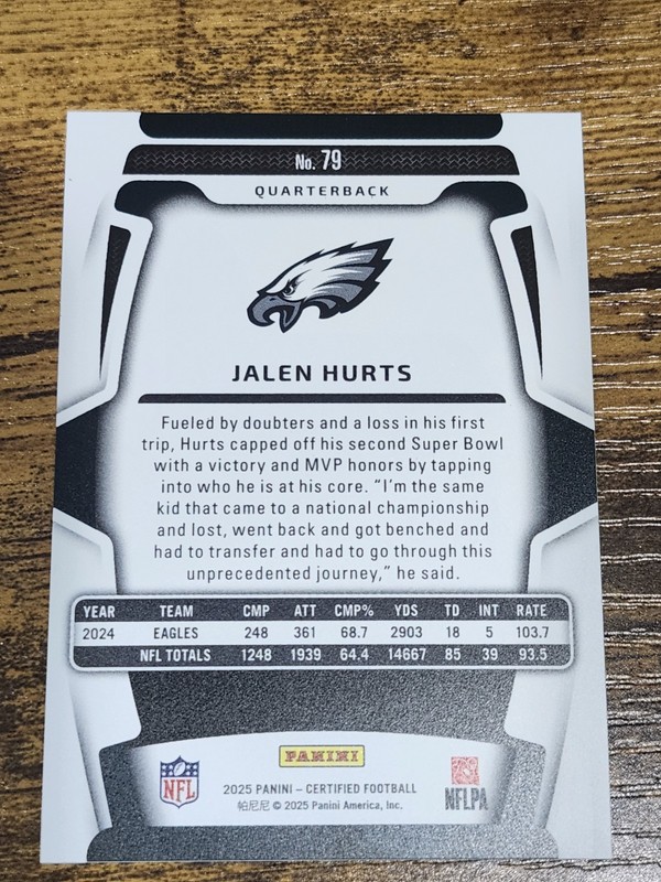2025 Panini Certified-Jalen Hurts #79 Mirror Green Color Match/25 Eagles gallery