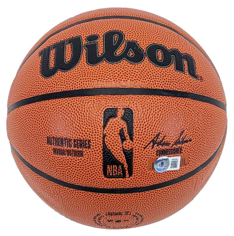 Magic Johnson & Shaquille O'Neal Signed Wilson Basketball w/ Silver Sig BAS Wit gallery