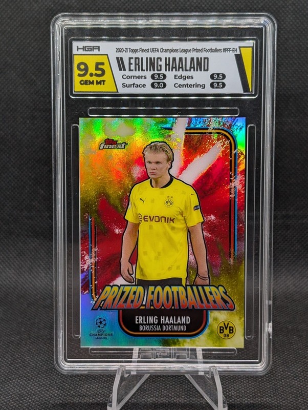2020-21 Topps Finest UCL Prized Footballers Fusion Yellow/Red Erling Haaland SP