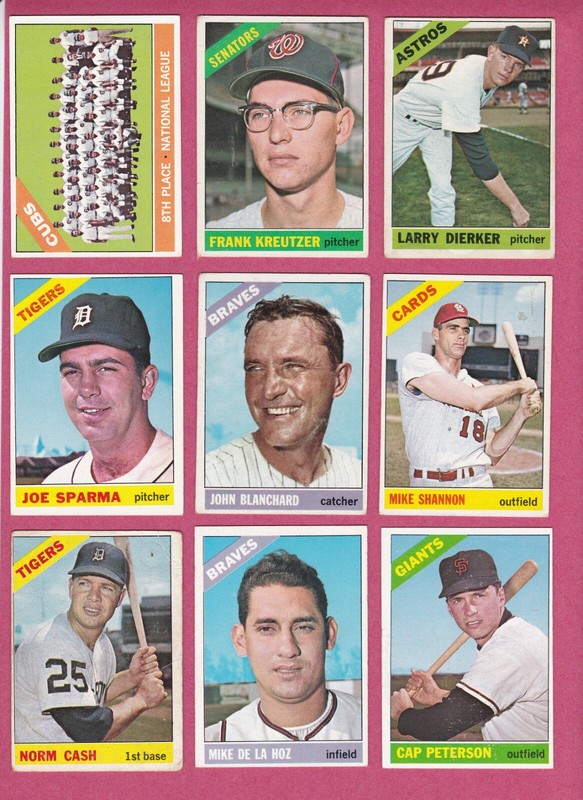 1966 Topps Baseball Cards #202-#479 – commons in various conditions