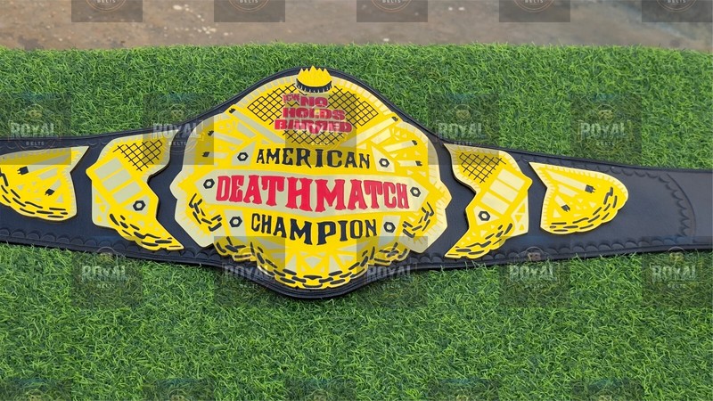 American DeathMatch Wrestling Chamionship Title Belt Adult Size Brass Plated