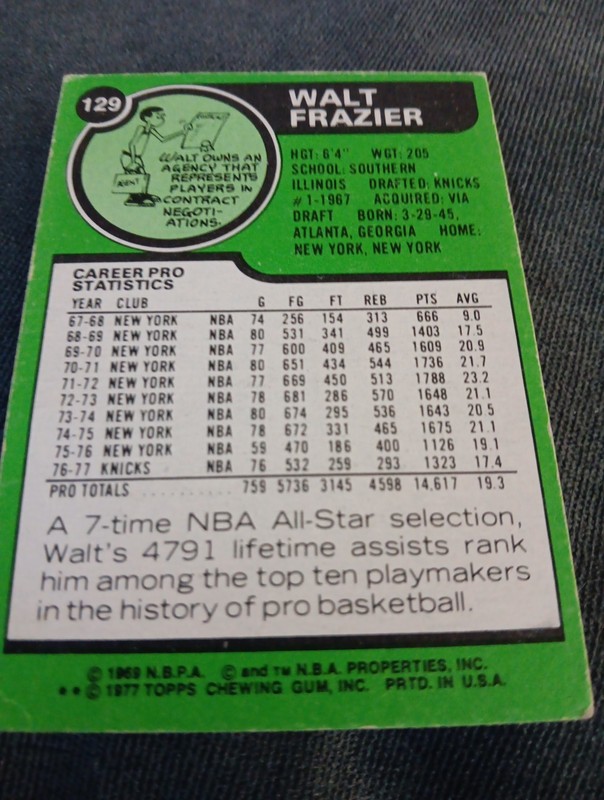 1977 Topps - Walt Frazier #129. NY Knicks. EX+ gallery