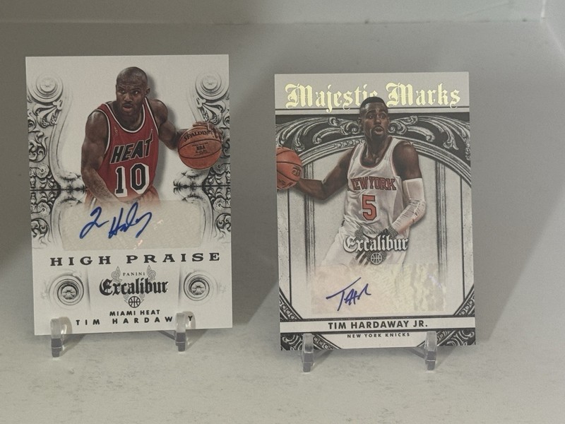 TIM HARDAWAY & TIM HARDAWAY JR. 2014-15 EXCALIBUR HIGH PRAISE AUTO B347
