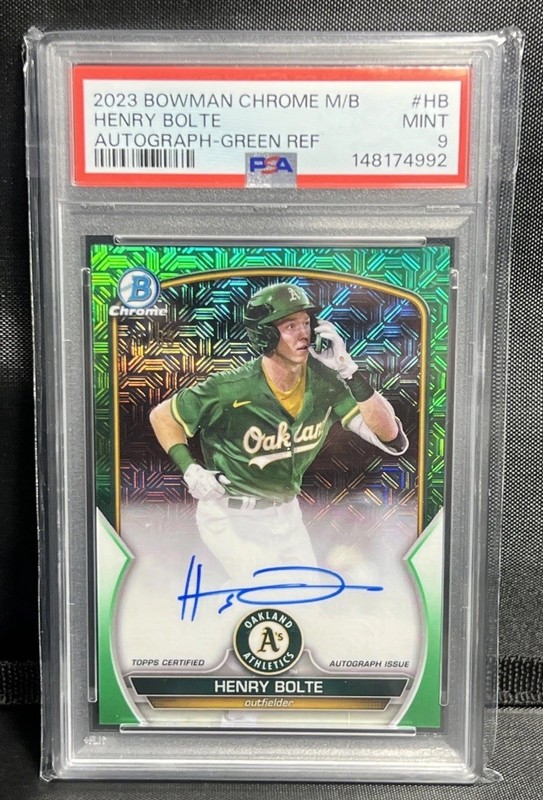 2023 Bowman Chrome Henry Bolte AUTO Green Mojo PSA 9 SP /99