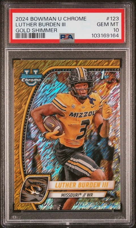 2024 Bowman U Chrome – Luther Burden III Gold Shimmer Refractor /50 PSA 10