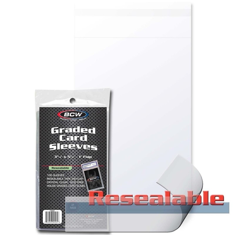 200 BCW Resealable Bags for Graded Cards GSA PSA Beckett BGS Coin Poly Sleeves gallery