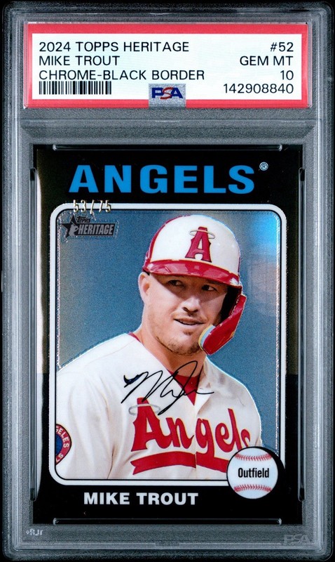 2024 Topps Heritage High Number – Mike Trout #52 Chrome Black Border /75
