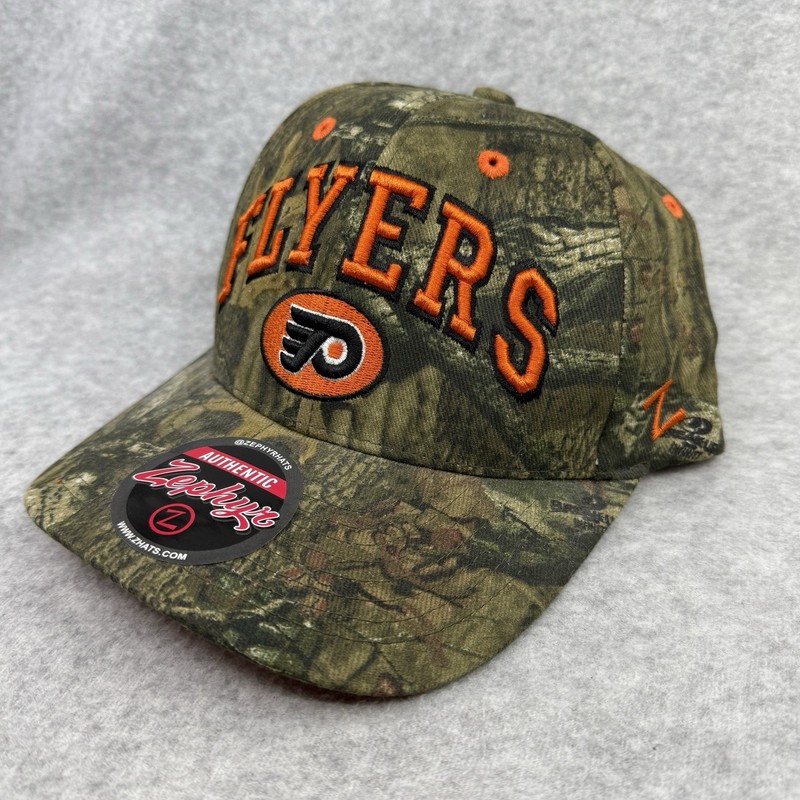 PHILADELPHIA FLYERS HAT Flat Bill Snapback Camo & Orange ZEPHYR Mossy Oak NWT