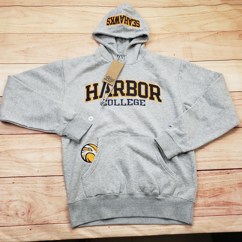 Harbor College Seahawks Sweatshirt Hoodie Mens Small Gray Pullover Football NEW