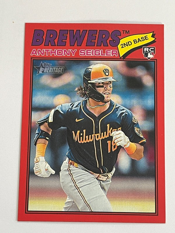 2026 Topps Heritage Brewers Anthony Seigler Red Border Rookie #128