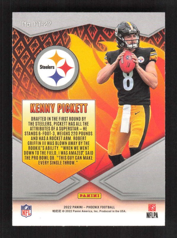 Kenny Pickett 2022 Panini Phoenix Flame Throwers #FT-27 gallery
