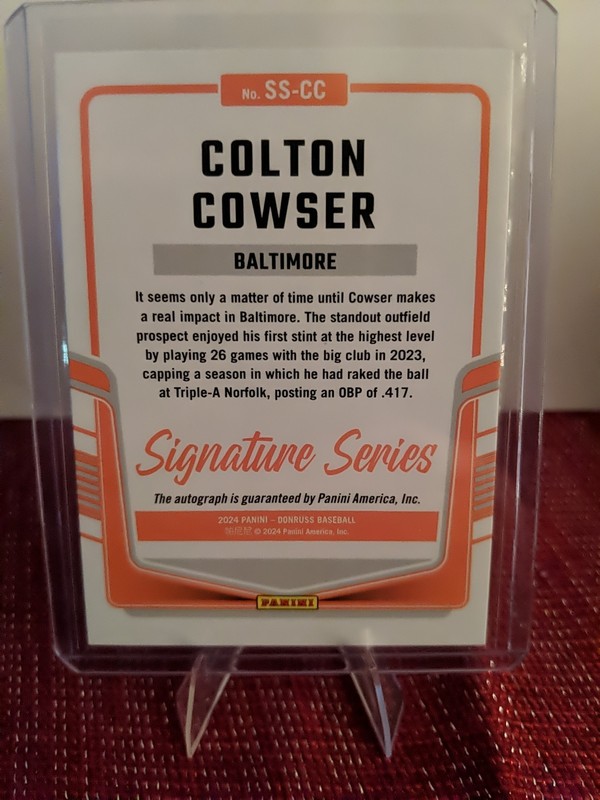 2024 Panini Donruss Signature Series Colton Cowser #SS-CC gallery