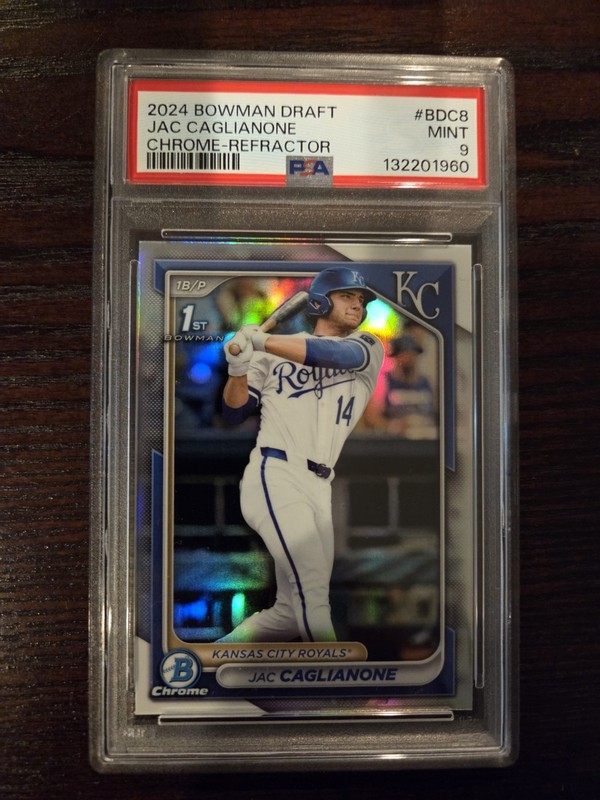 Jac Caglianone 2024 Bowman Chrome Draft #BDC-8 Refractor 1st Prospect RC PSA 9