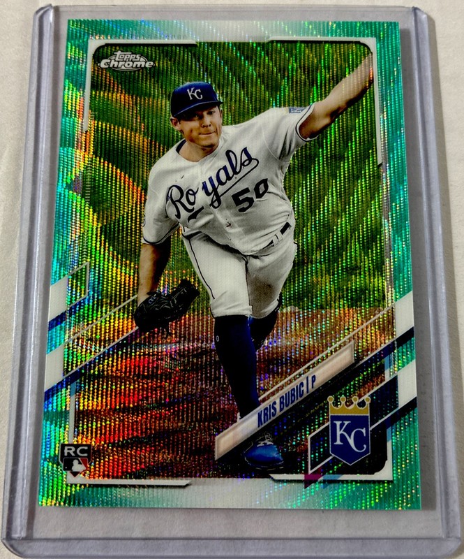 2021 Topps Chrome – Kris Bubic #20 Aqua Wave Refractor /199 (RC)