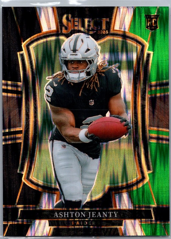 2025 Panini Select #104 Ashton Jeanty Black and Green Prizm Shock