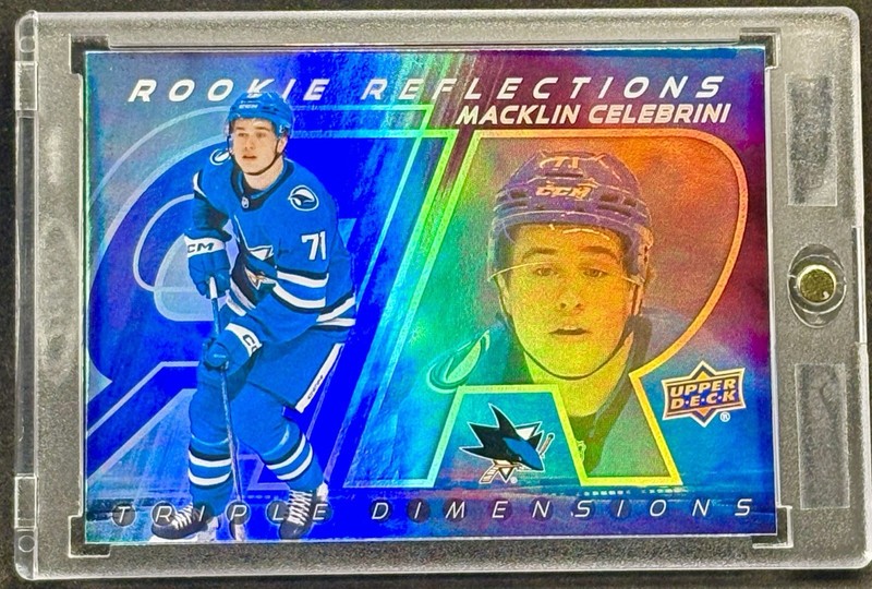 Macklin Celebrini RARE ROOKIE RC PURPLE REFRACTOR CARD SHARKS MINT