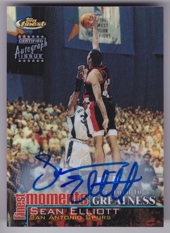 2000-01 Topps Finest Sean Elliott Memorial Day Miracle Moments Refractor Auto