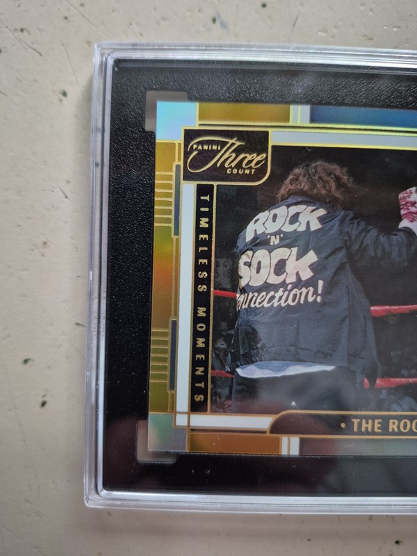 2024 Panini Three Count WWE The Rock ( GOLD HOLO 1/2 ) SSP SGC 9.5 Rock & Sock gallery