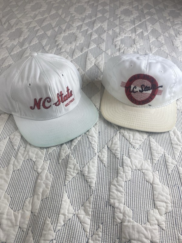 Vintage NC State Wolfpack 90s White Snapbacks Script & Spellout Logo