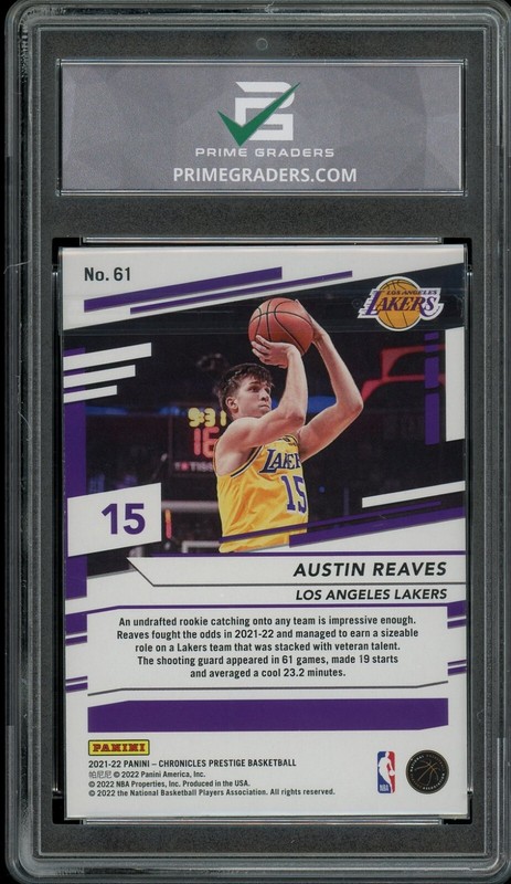 2021 Panini Chronicles #61 Austin Reaves GRADED 10 GEM MINT RC Rookie LAKERS gallery