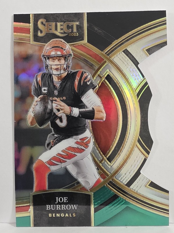 2023 Panini Select #165 Joe Burrow Black and Green Prizms Die Cuts