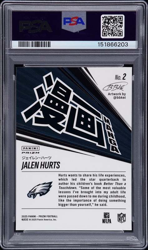 2025 PANINI PRIZM MANGA VERTICAL #2 JALEN HURTS PSA 10 gallery