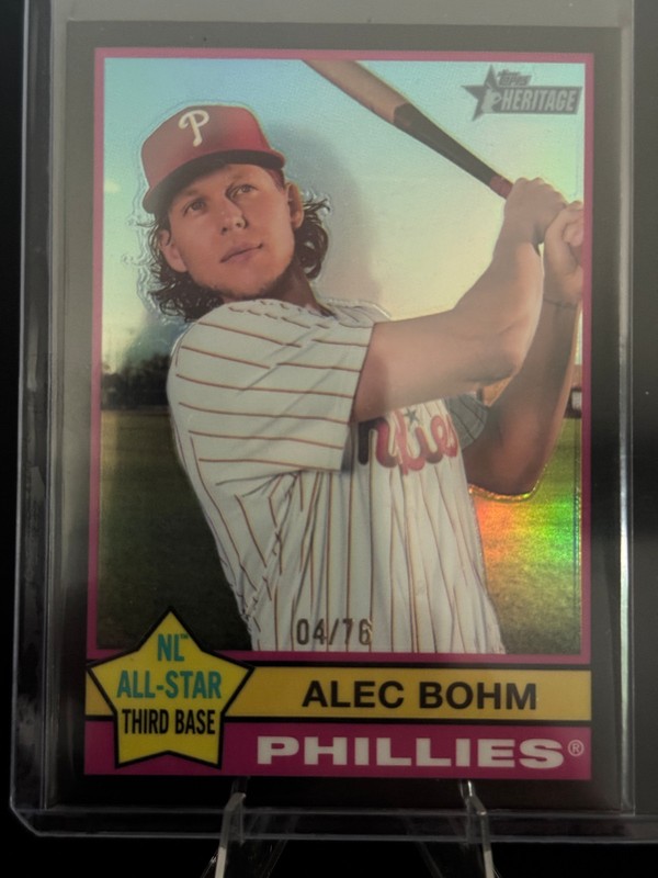 ALEC BOHM 2025 Topps Heritage Baseball #240 Chrome Black Border /76 Phillies