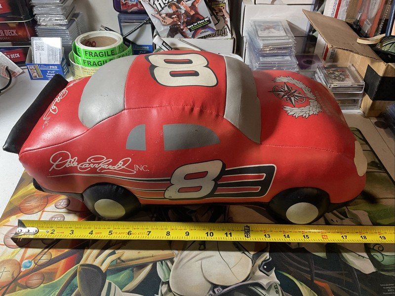 DALE EARNHARDT JR 18″ Vinyl Plush Car Pillow #8 NASCAR Chevrolet Chevy USED
