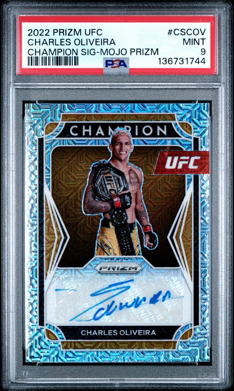 2022 PANINI PRIZM UFC CHAMPION SIGNATURES CHARLES OLIVEIRA 4/25 PSA 9 AUTO