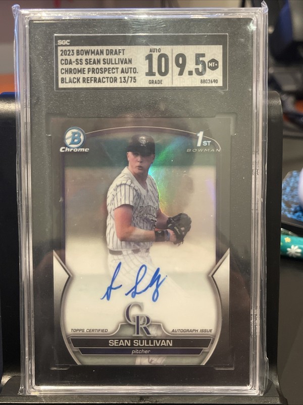 Sean Sullivan 2023 Bowman Draft Chrome – 1st Black Refractor Auto /75 SGC 9.5