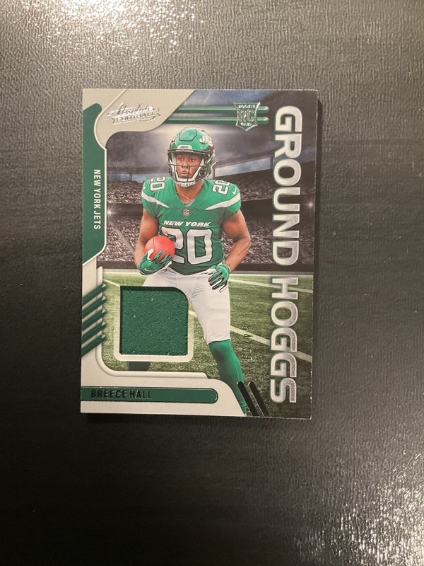 2022 Panini Absolute – Ground Hoggs Materials Breece Hall #GH-26 /99 (MEM, RC)