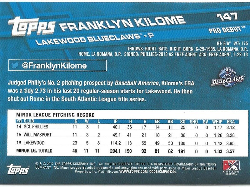 Franklyn Kilome Philadelphia Phillies 2017 Topps Pro Debut gallery