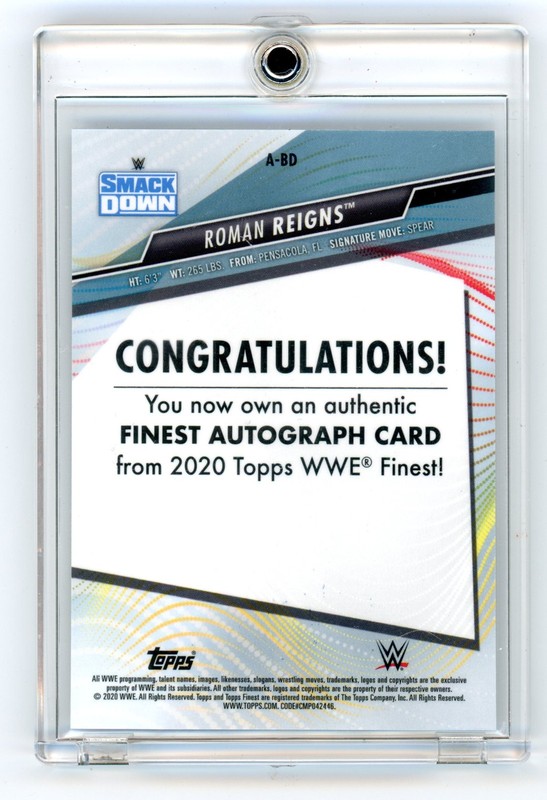 2020 Topps WWE Finest #A-BD Roman Reigns Finest Autographs gallery