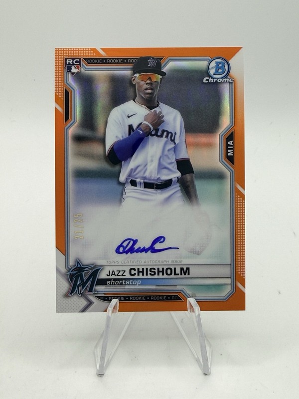 2021 Bowman Chrome Jazz Chisholm RC Rookie ON-CARD AUTO Orange Refractor /25