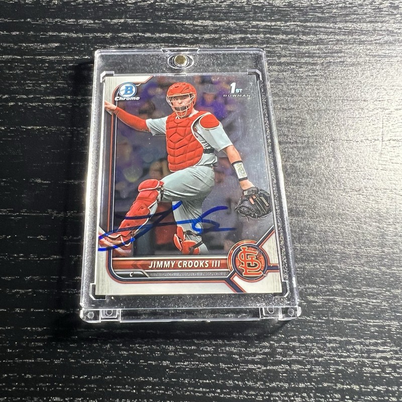 JIMMY CROOKS III Signed 2022 1st Bowman Chrome RC St. Louis Cardinals IP Auto