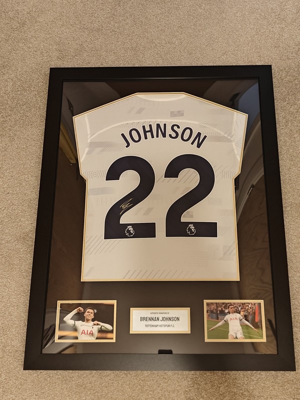 Brennan Johnson Signed and Framed Tottenham Hotspur Shirt – Football Prizes COA