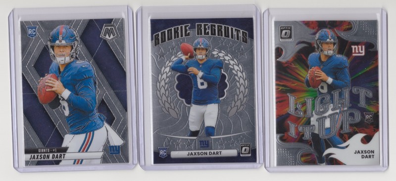 Jaxson Dart RC Lot – 3 Card Lot – Panini Optic and Mosiac – Giants NFL – RC